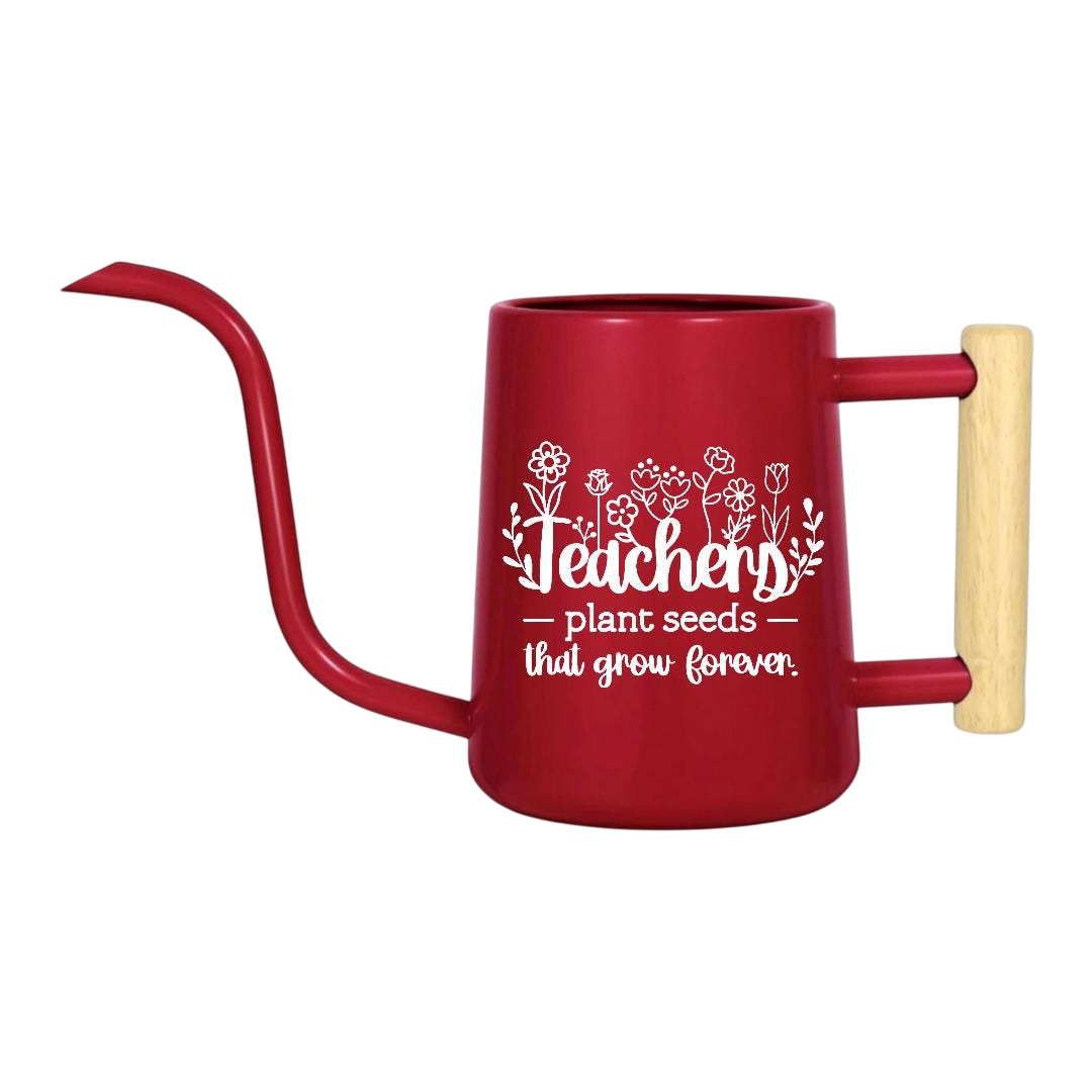 orange Teacher Gift Watering Can Plant Seeds That Grow Forever for sale, bright orange exterior with glossy finish, generously sized 2-liter container, lightweight ergonomic design, great for daily watering routines in gardens and indoor spaces, wonderful thank you gift for instructors