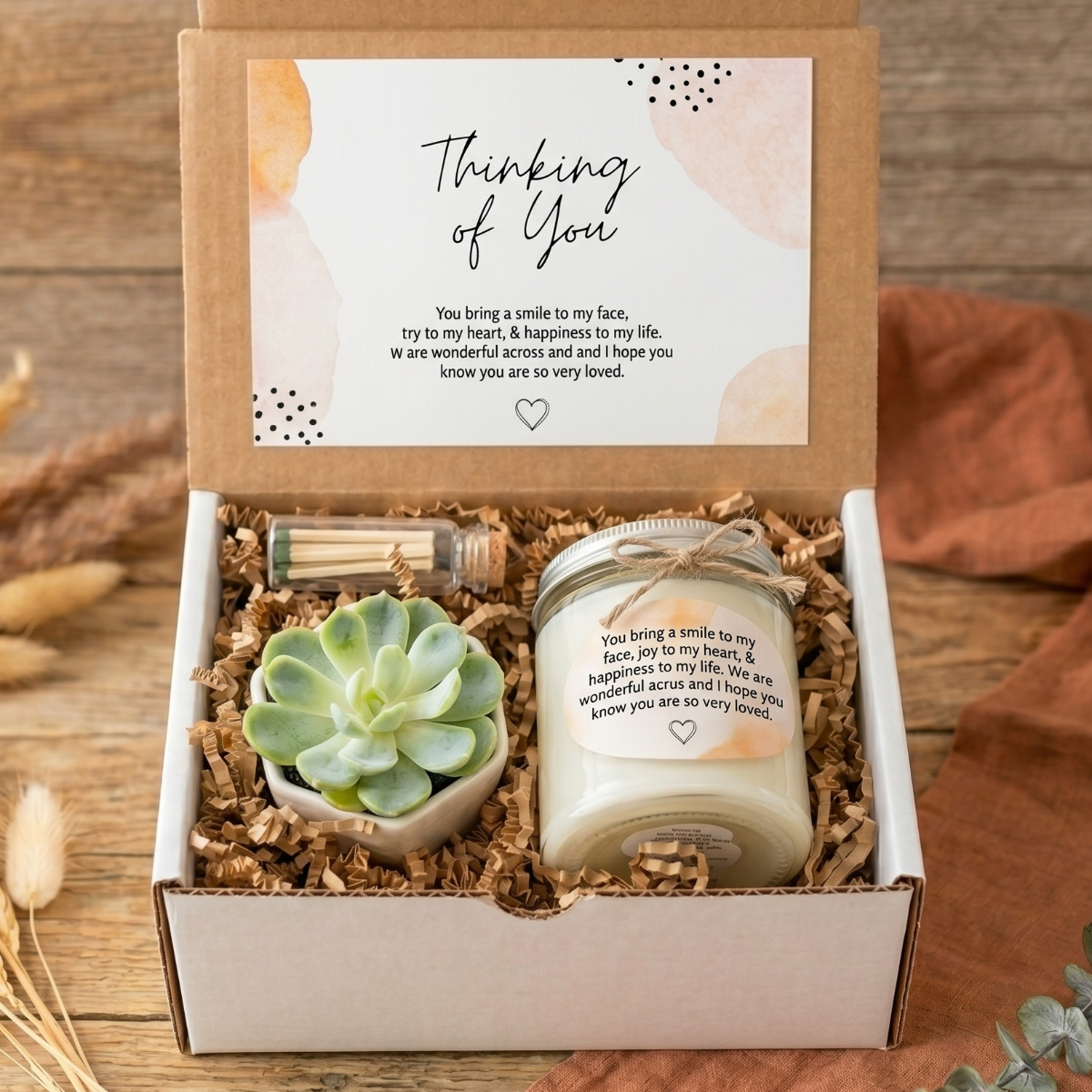 thinking of you gift box for sale, thinking of you plant gift box with live succulent, healing plant gift box for emotional support, small succulent gift for girlfriend