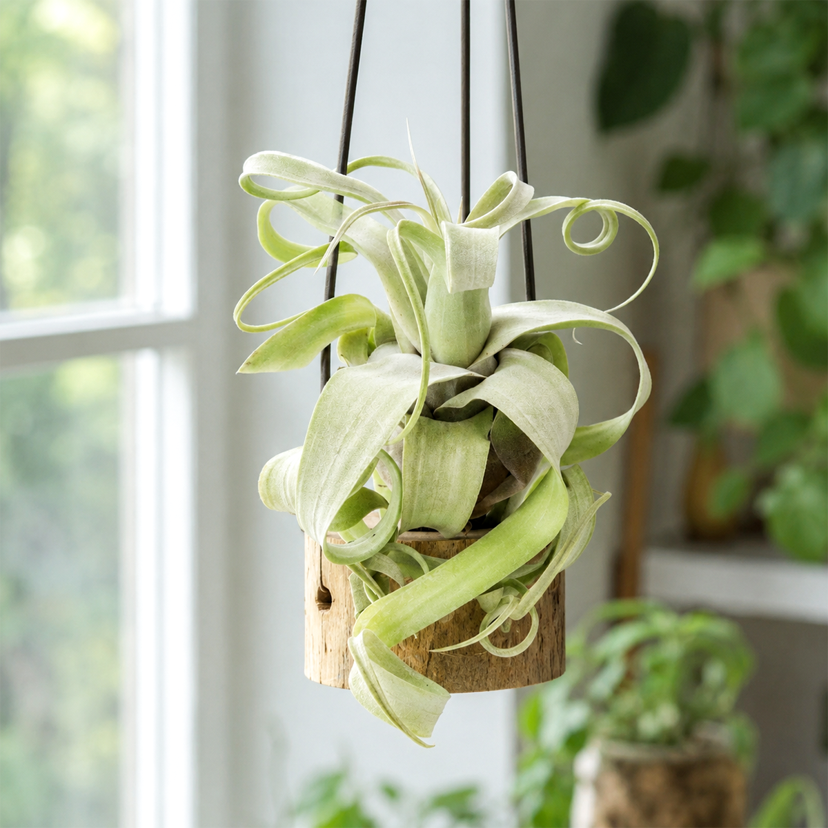 Tillandsia Streptophylla air plant for sale, bulbous silver green air plant, unique epiphytic indoor plant, decorative tillandsia for home decor, low maintenance indoor air plant, twisting curly foliage air plant, tropical houseplant for terrariums and driftwood