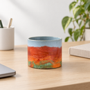 with tray Watercolor Pot for sale, durable concrete, unique design, elegant home accent, ideal for indoor display, thoughtful gift.