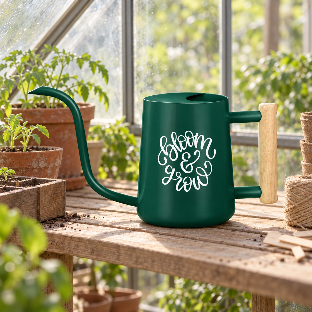 buy Watering Can - Bloom &amp; Grow pink online, delicate rose pink finish with gentle arc spout, 2-liter capacity, modern minimalist aesthetic, perfect for scandinavian-style planters and contemporary indoor gardens, great housewarming gift for design-conscious plant lovers