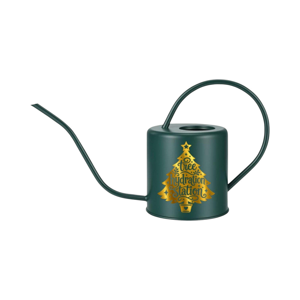 white and green tree watering can christmas tree hydration station for sale, contemporary ceramic styling with forest green tree motif on crisp white, smooth glazed exterior, balanced weight distribution for easy handling, perfect for multiple potted arrangements, memorable gift for plant loving friends