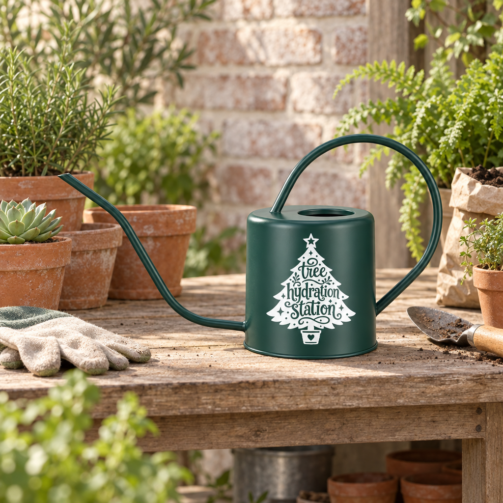 buy watering can christmas tree hydration station white and red tree online, vibrant ceramic construction with bold red tree silhouette, semi-gloss finish with matte accents, lightweight durable material, perfect for indoor holiday plant collections, great gift for festive home decorators