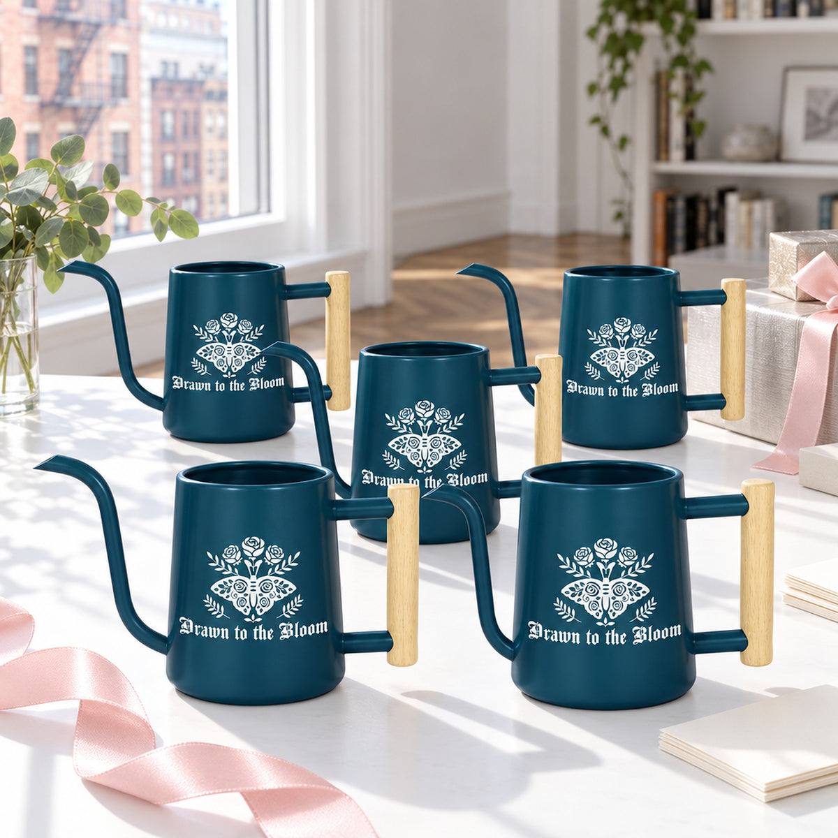 buy pack of watering can - drawn to the bloom 10-pack gray online, sleek neutral gray tone, rust-resistant metal build, balanced weight distribution, perfect for patio container gardens, beautiful housewarming gift