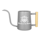 buy watering can drawn to the bloom black online, charming illustrated design with delicate floral artwork, durable plastic construction available in black orange gray or pink, ergonomic handle for easy pouring, ideal for indoor houseplants and garden beds, perfect gardening gift for plant enthusiasts