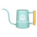 buy watering can drawn to the bloom black online, charming illustrated design with delicate floral artwork, durable plastic construction available in black orange gray or pink, ergonomic handle for easy pouring, ideal for indoor houseplants and garden beds, perfect gardening gift for plant enthusiasts