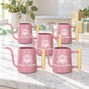 orange 10-pack of watering can drawn to the bloom for sale, vibrant rust-resistant coating with ergonomic handle, medium capacity pourer for daily watering, perfect for patio gardens, unique plant lover gift