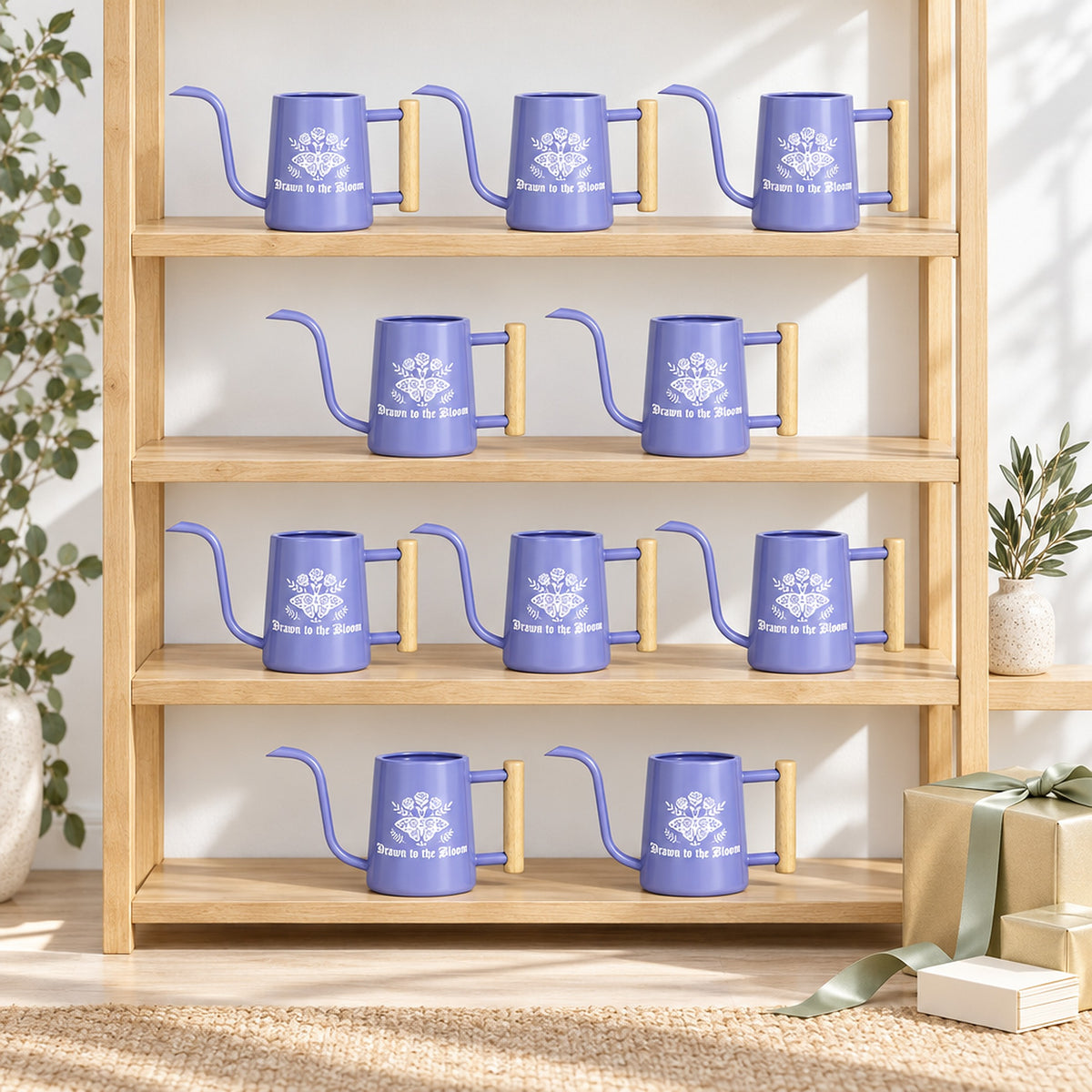 buy Pack of Watering Can - Drawn to the Bloom 20-pack black online, sophisticated dark black hue, heavy duty metal construction, comfortable loop handle, great for sunroom plant watering, beautiful housewarming gift