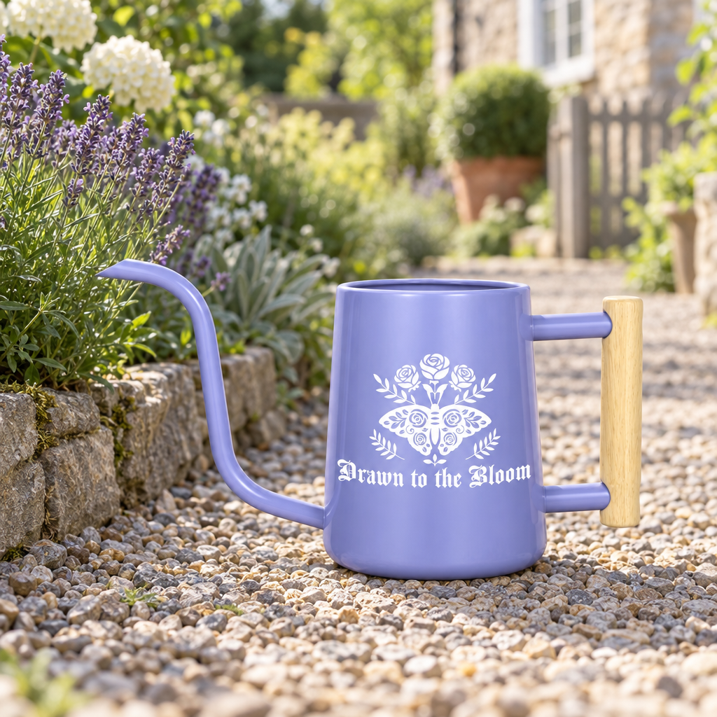 buy Watering Can - Drawn to the Bloom black online, deep black finish with ornamental bloom design, medium-sized capacity for regular watering needs, premium quality materials, ideal for indoor houseplant collections, great gift for modern home plant parents