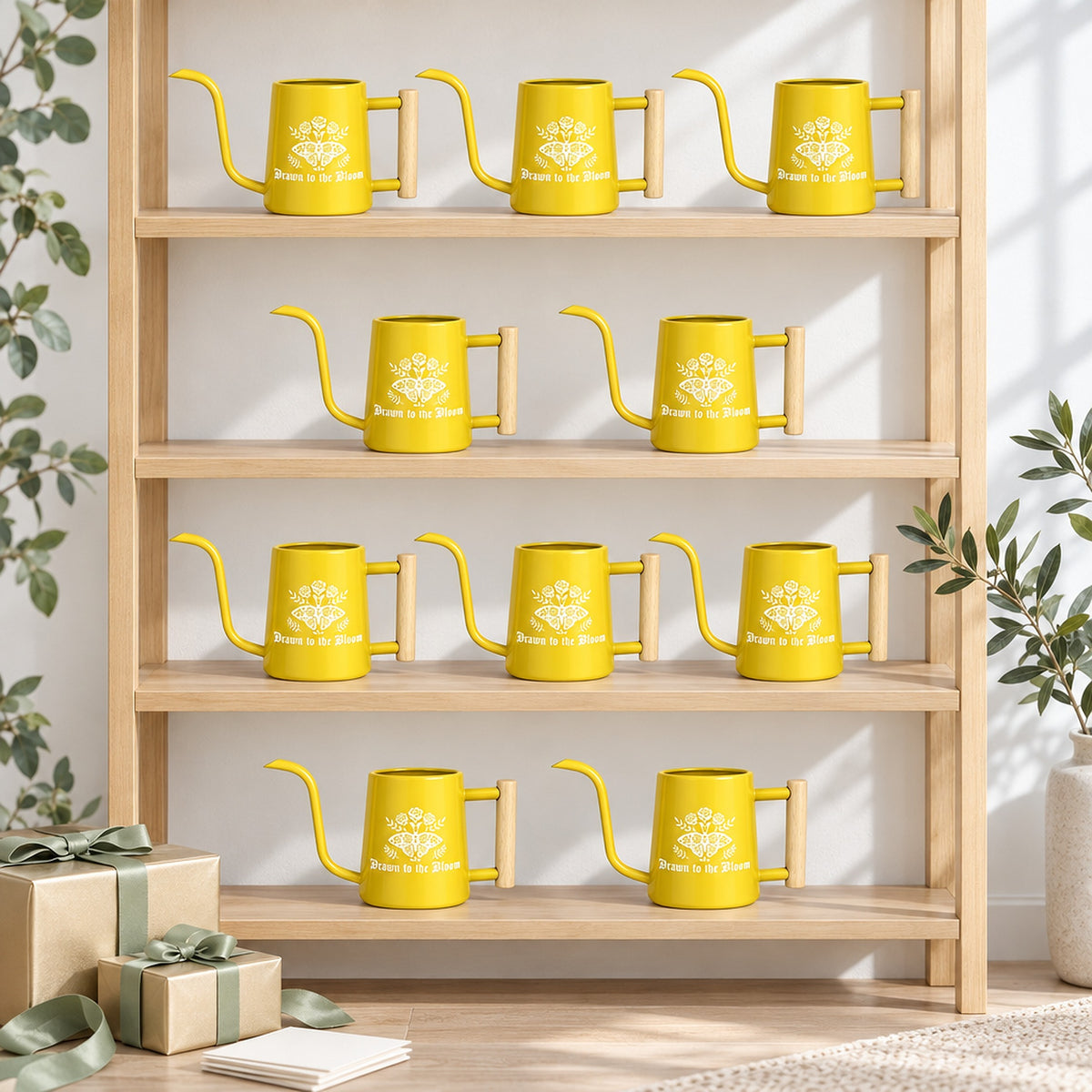 orange 10-pack of watering can drawn to the bloom for sale, vibrant rust-resistant coating with ergonomic handle, medium capacity pourer for daily watering, perfect for patio gardens, unique plant lover gift