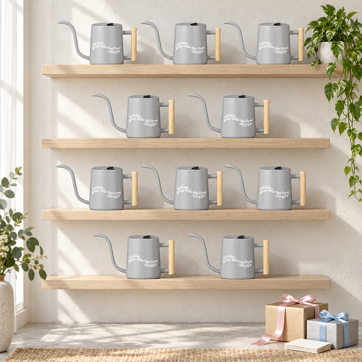 black 10-pack pack of watering can - grow with the flow for sale, sleek jet black color, balanced weight distribution, easy-fill top opening, ideal for indoor houseplant care, wonderful nature lover gift