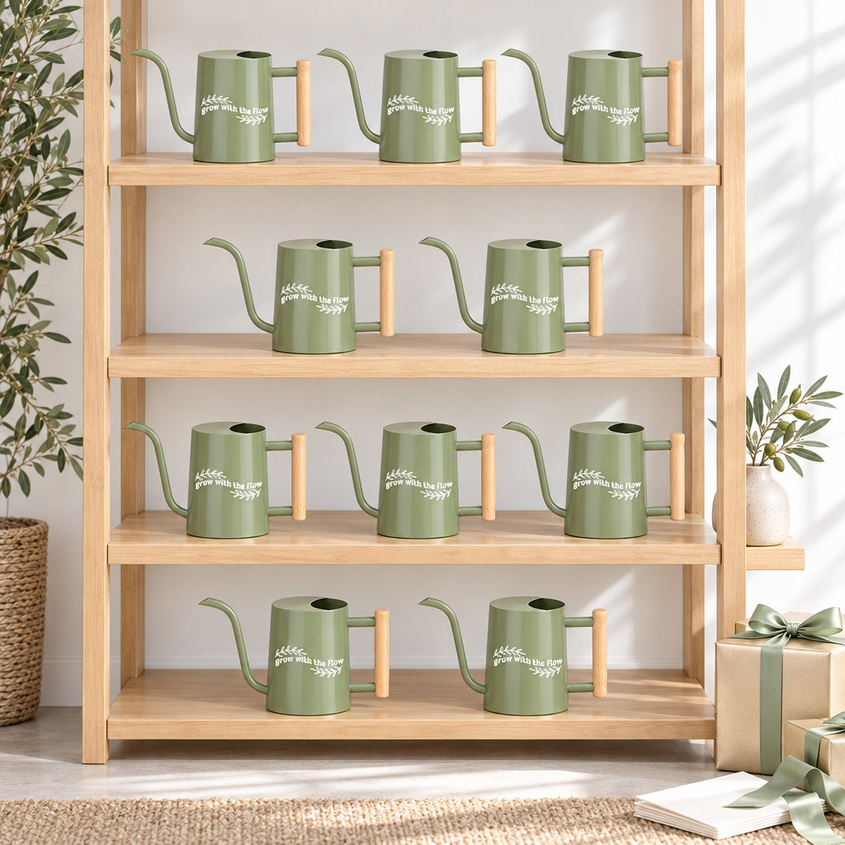 gray 10-pack pack of watering can - grow with the flow for sale, soft gray color tone, balanced pouring spout, compact storage size, perfect for desktop succulents, unique plant lover gift