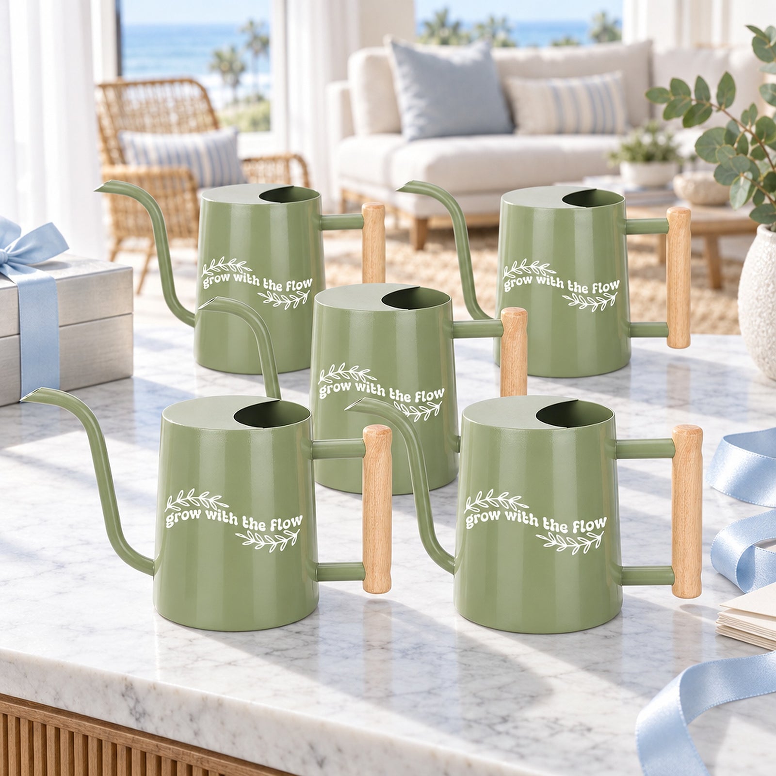 buy pack of watering can - grow with the flow 5-pack black online, matte black finish, durable lightweight resin construction, ergonomic handle design, ideal for indoor planters, great gardening gift for plant enthusiasts