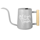 gray watering can it's your time to blossom for sale, sophisticated charcoal gray finish with minimalist design, comfortable grip handle for extended use, substantial capacity ideal for large plant collections, perfect for year-round indoor and outdoor plant maintenance, premium gift for dedicated gardeners