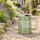 gray watering can it's your time to blossom for sale, sophisticated charcoal gray finish with minimalist design, comfortable grip handle for extended use, substantial capacity ideal for large plant collections, perfect for year-round indoor and outdoor plant maintenance, premium gift for dedicated gardeners