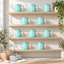 teal and gray 30-pack Pack of Watering Can - It's Your Time to Blossom for sale, assorted teal and gray shades, commercial grade strength, ergonomic balancing loop, ideal for botanical shop displays, beautiful housewarming gift