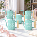 teal and gray 30-pack Pack of Watering Can - It's Your Time to Blossom for sale, assorted teal and gray shades, commercial grade strength, ergonomic balancing loop, ideal for botanical shop displays, beautiful housewarming gift