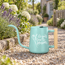 gray watering can it's your time to blossom for sale, sophisticated charcoal gray finish with minimalist design, comfortable grip handle for extended use, substantial capacity ideal for large plant collections, perfect for year-round indoor and outdoor plant maintenance, premium gift for dedicated gardeners