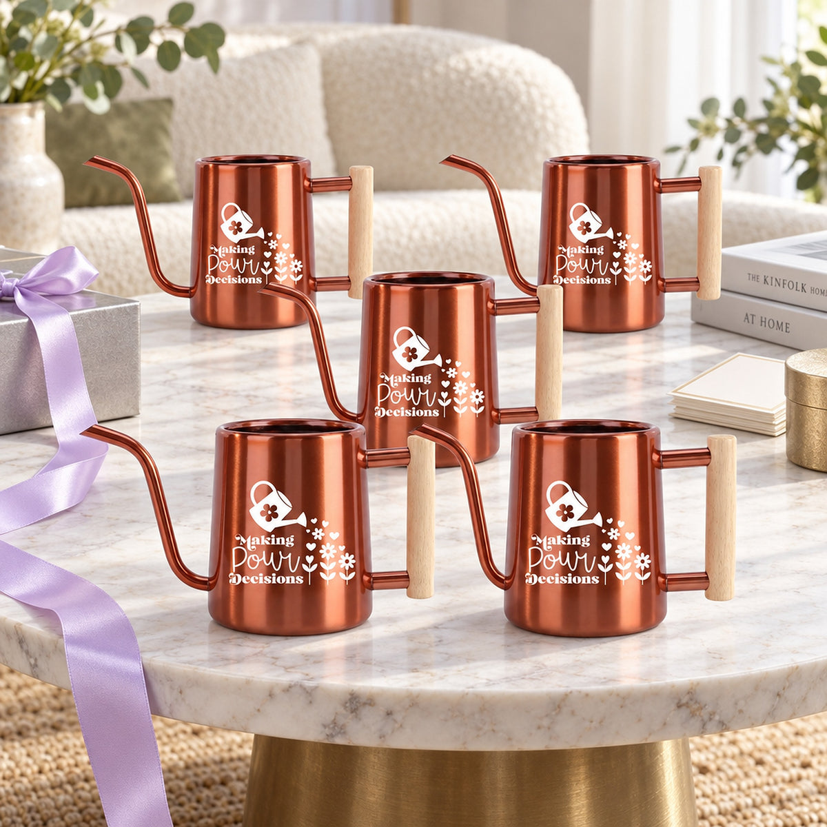 buy 10-pack pack of watering can making pour decisions orange online, ten orange watering vessels, bright energetic color, balanced pouring weight, perfect for succulents and air plants, unique plant lover gift
