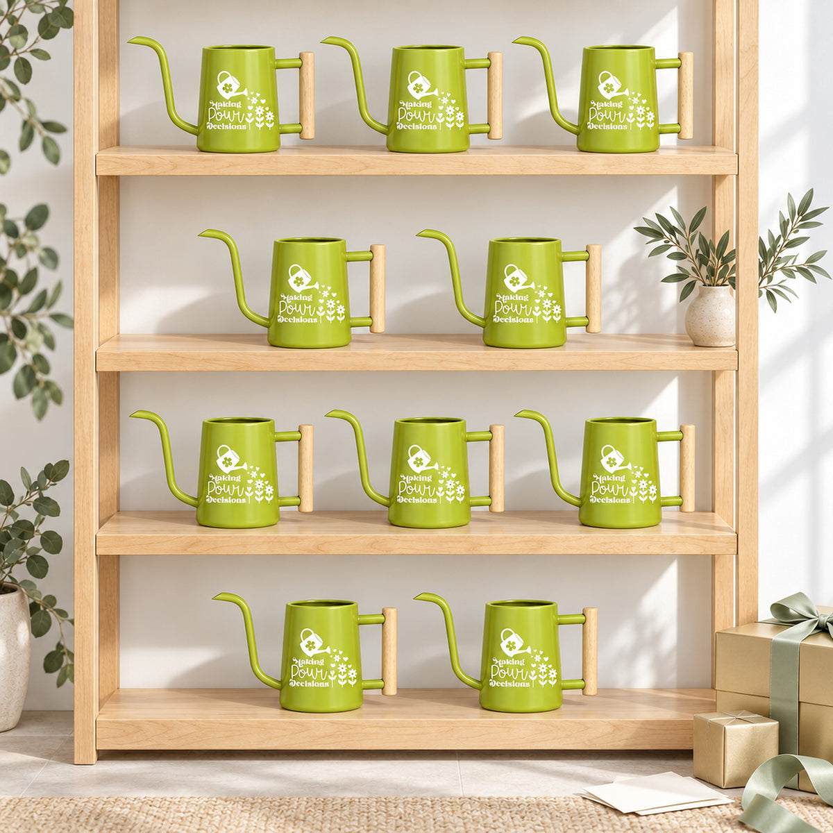 pink pack of watering can making pour decisions 5-pack for sale, five pink garden cans, delightful blush color, narrow spout for targeted watering, great for small houseplants, beautiful housewarming gift