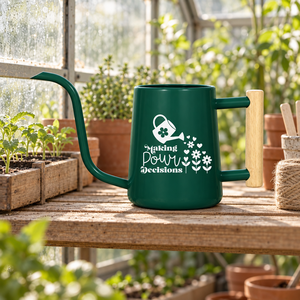 buy Watering Can - Making Pour Decisions gray online, pewter gray smooth finish with balanced weight distribution, 2.5-liter capacity, stability-enhanced modern silhouette, great for steady controlled pouring, lovely gift for precision-focused plant enthusiasts