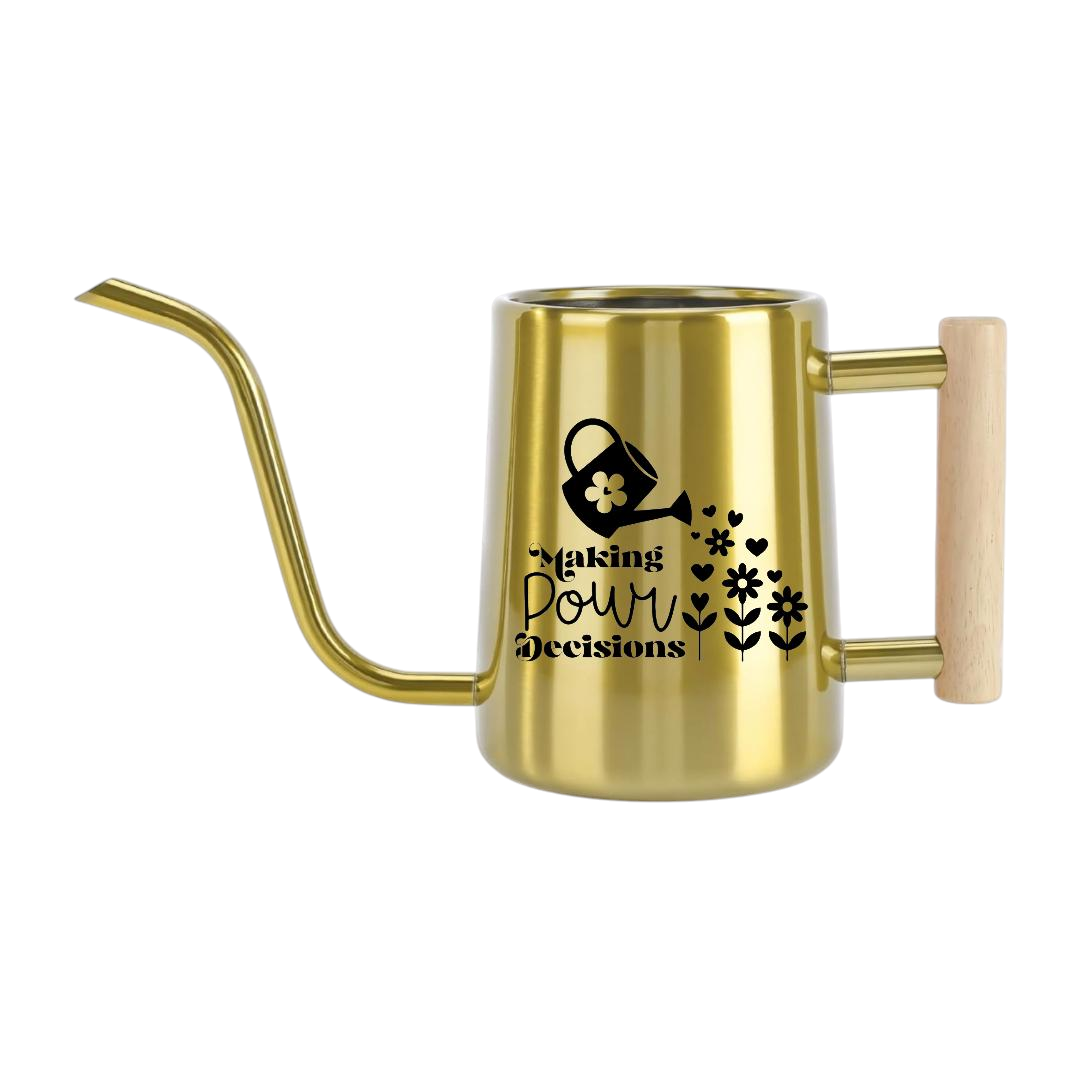 pink Watering Can - Making Pour Decisions for sale, blush pink premium finish with rounded gentle spout, 1.5-liter capacity, modern farmhouse aesthetic, perfect for delicate flowering plants, beautiful gardening gift for enthusiasts