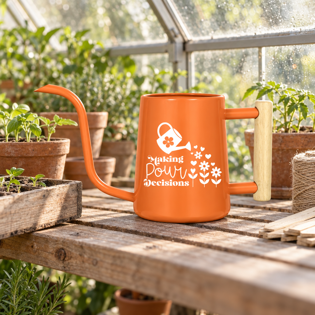 buy Watering Can - Making Pour Decisions gray online, sophisticated gray matte coating with precision pour spout, 2-liter capacity, clean industrial aesthetic, great for small houseplants and herb gardens, beautiful gift for garden enthusiasts