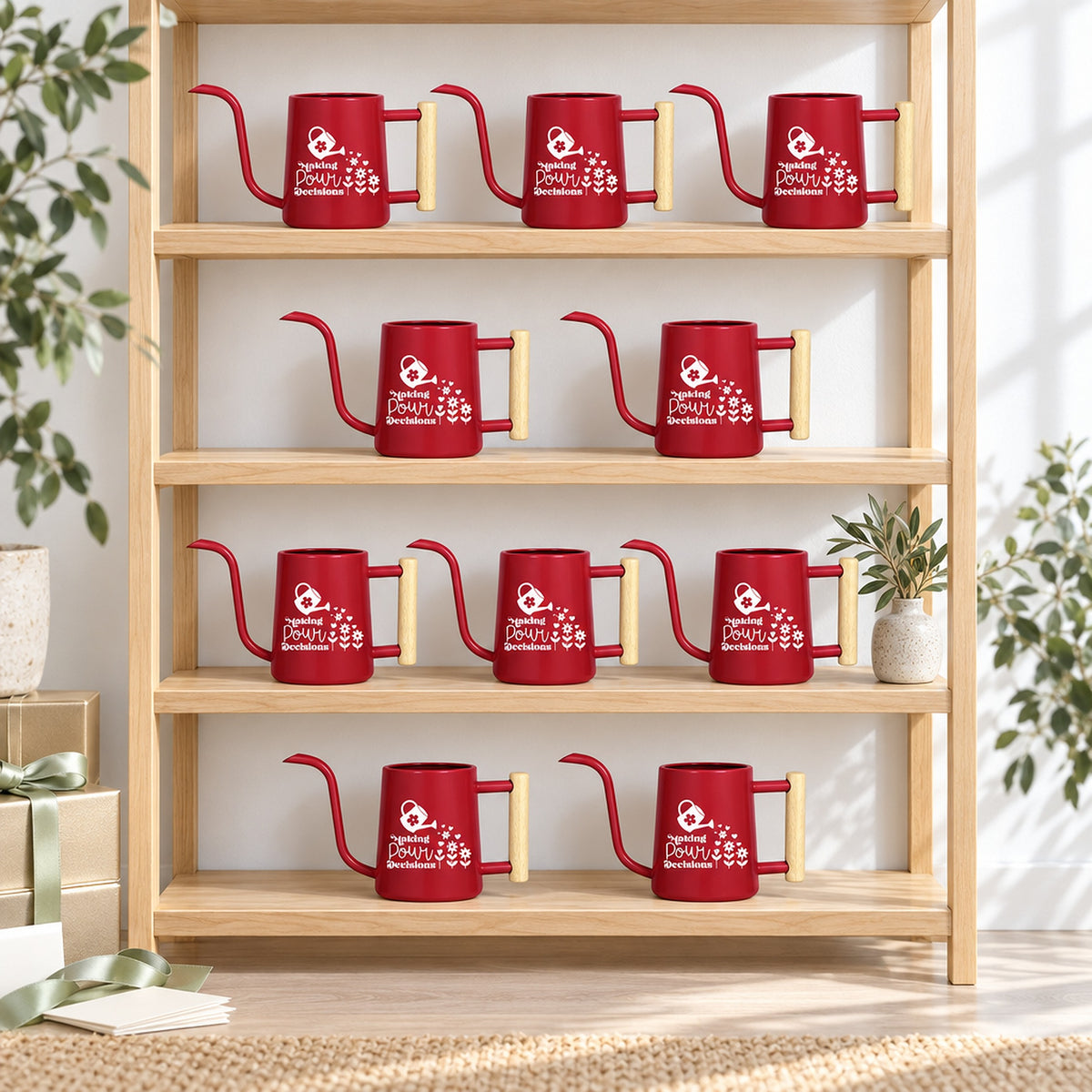 10-pack pack of watering can making pour decisions for sale, bulk set of ten colored cans, vibrant assorted hues, easy-pour ergonomic spout, perfect for succulent care routines, unique plant lover gift