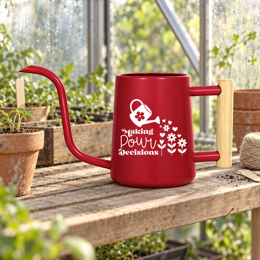 buy Watering Can - Making Pour Decisions gray online, charcoal gray matte finish with graduated measurement marks, 2.5-liter capacity, practical minimalist form, great for systematic watering and container gardening, lovely gift for organized gardeners