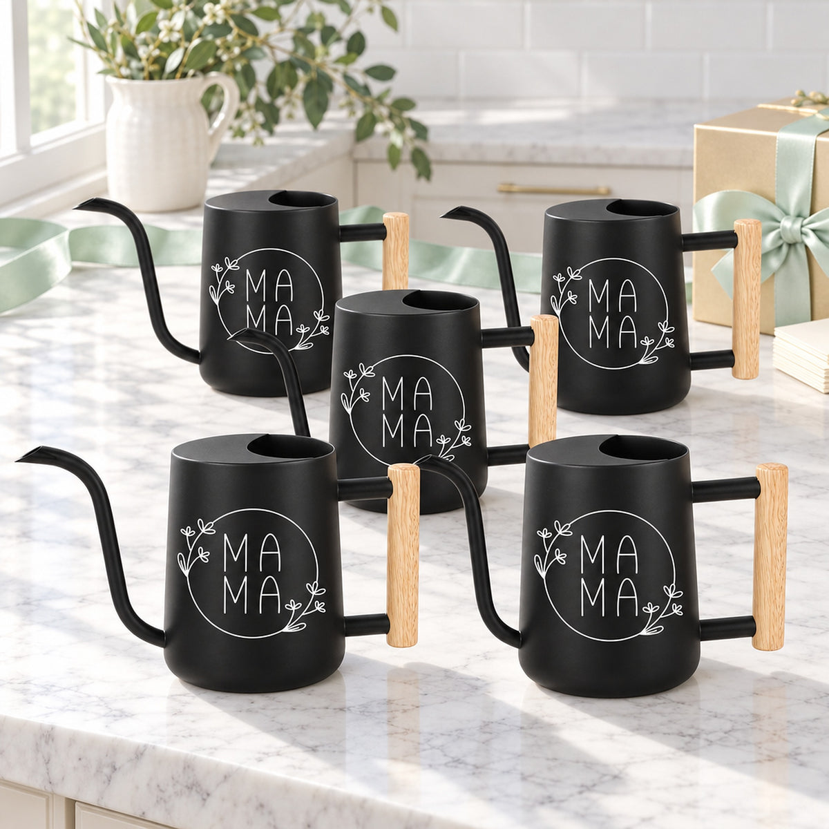 buy pack of watering can - mama floral 20-pack gray online, modern slate gray shade, scratch-resistant surface coating, precision droplet flow spout, ideal for desk planters, great gardening gift