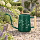 gray watering can mama floral for sale, cool gray shade paired with intricate mama floral pattern, angled spout nozzle for targeted watering, versatile design fits modern and traditional decor, perfect for seed starting and potted flower care, ideal housewarming gift for new gardeners
