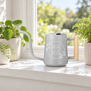 gray watering can mama floral for sale, cool gray shade paired with intricate mama floral pattern, angled spout nozzle for targeted watering, versatile design fits modern and traditional decor, perfect for seed starting and potted flower care, ideal housewarming gift for new gardeners
