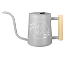 gray watering can mama floral for sale, cool gray shade paired with intricate mama floral pattern, angled spout nozzle for targeted watering, versatile design fits modern and traditional decor, perfect for seed starting and potted flower care, ideal housewarming gift for new gardeners