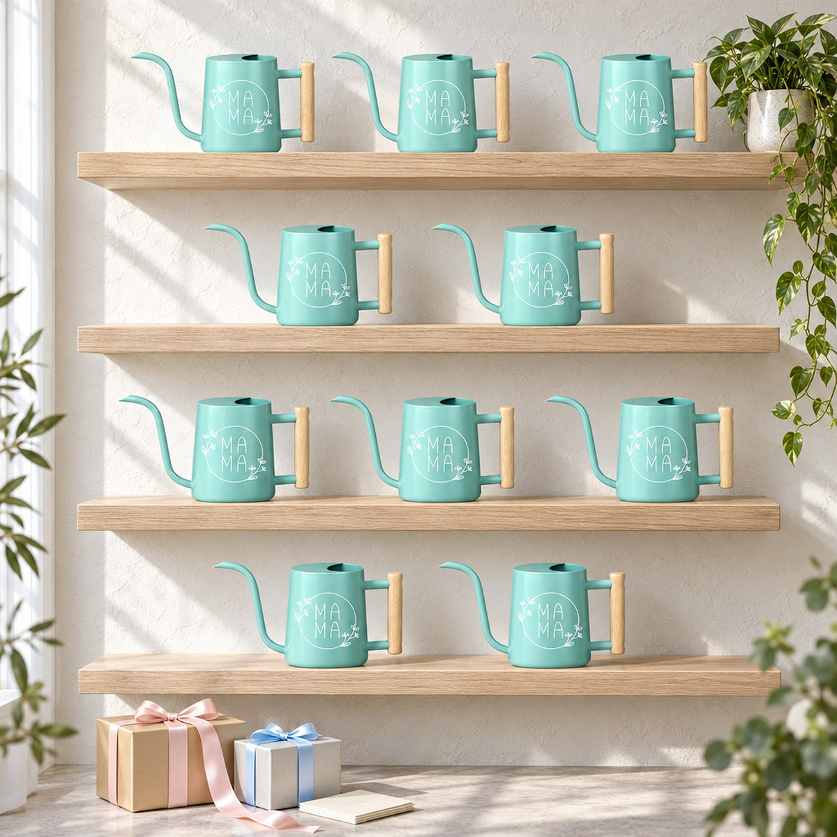 gray 30-pack pack of watering can - mama floral for sale, sophisticated ash gray hue, lightweight commercial-grade plastic, optimal weight distribution handle, perfect for conservatory maintenance, beautiful housewarming gift