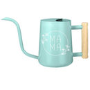 gray watering can mama floral for sale, cool gray shade paired with intricate mama floral pattern, angled spout nozzle for targeted watering, versatile design fits modern and traditional decor, perfect for seed starting and potted flower care, ideal housewarming gift for new gardeners