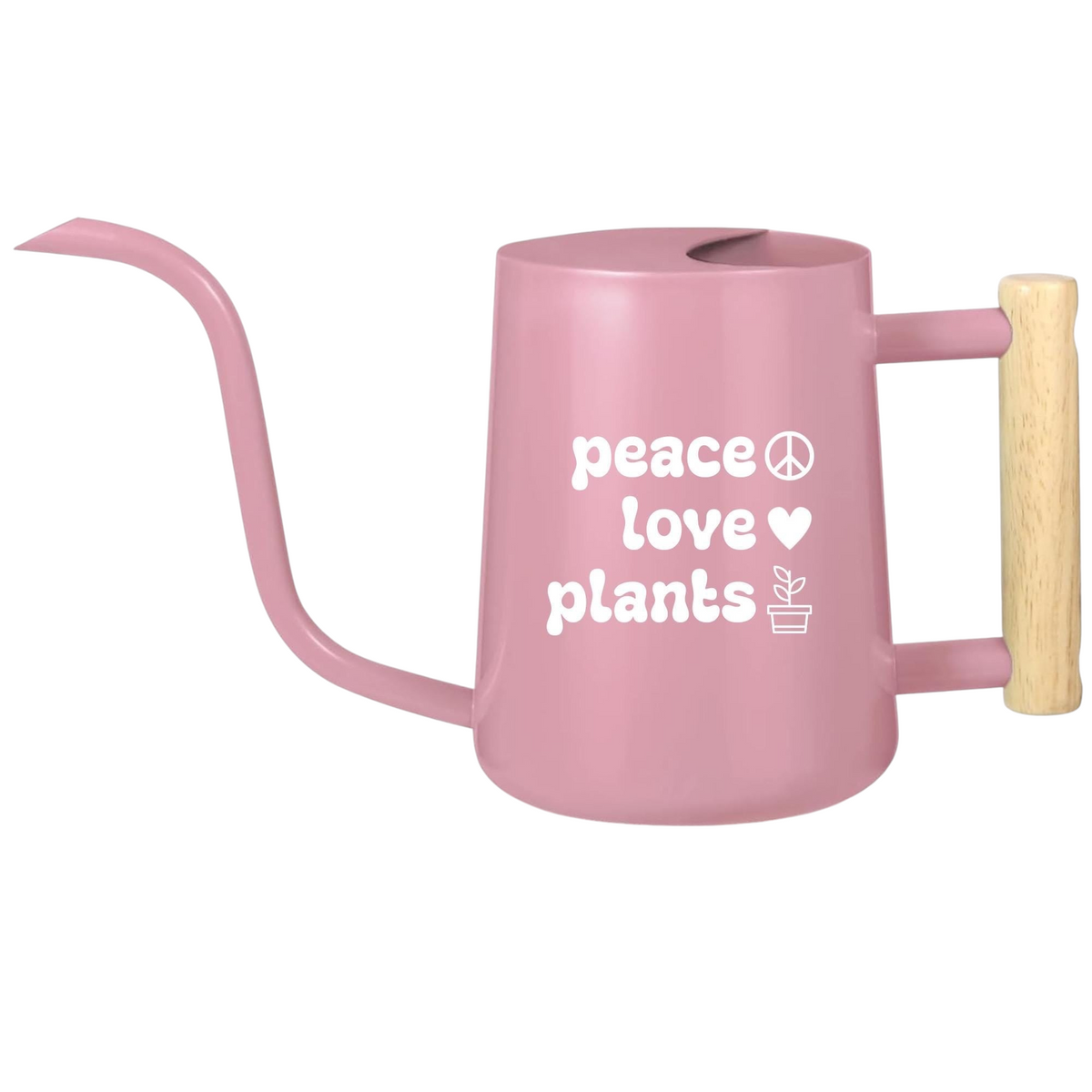 pink watering can peace love plants for sale, vibrant millennial pink with encouraging plant-care messaging, compact design ideal for apartment living and small spaces, quality plastic construction with reinforced spout, great for flowering plants and moisture-loving specimens, charming gift for new plant parents