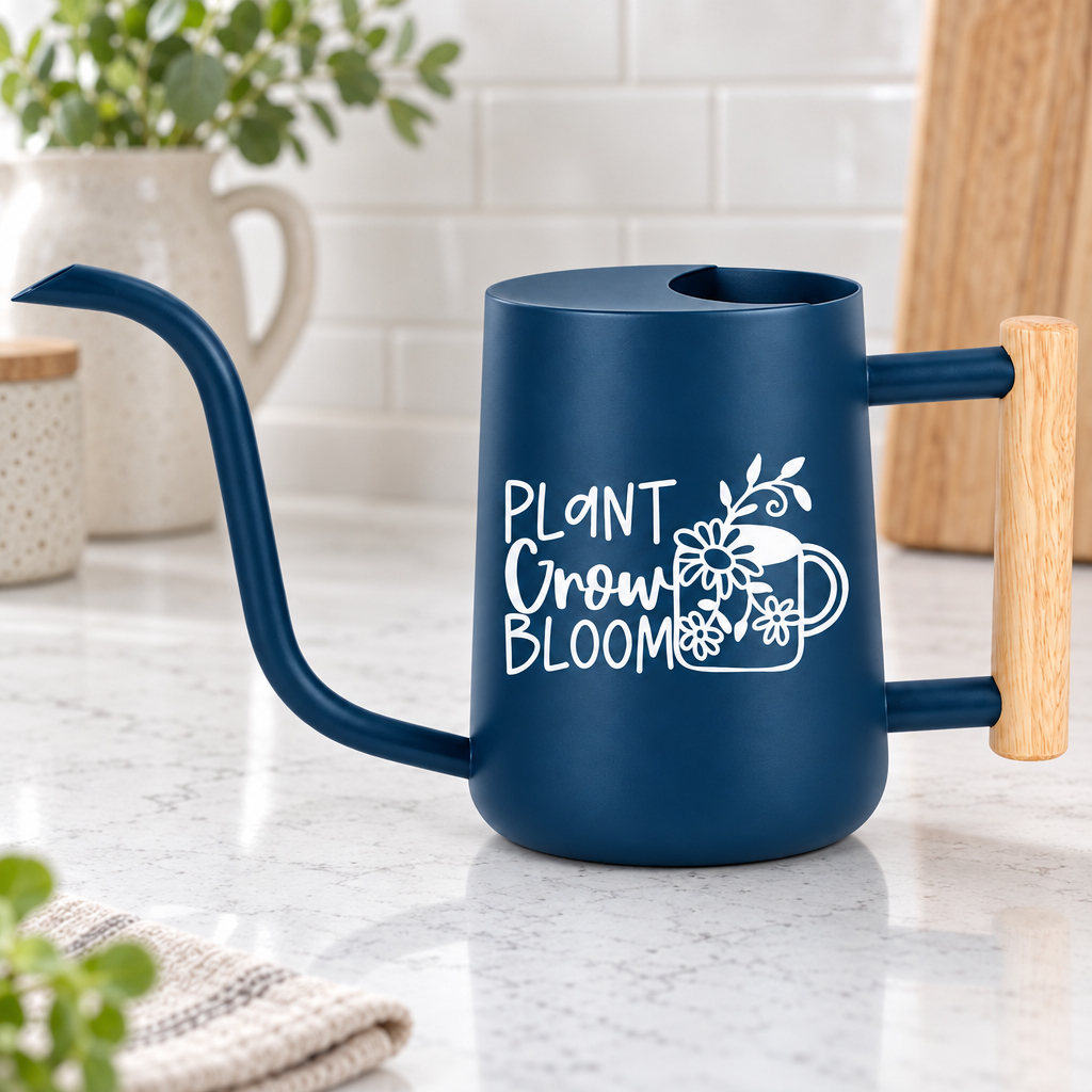 buy watering can plant grow bloom gray online, pale gray finish with slim tapered design, 1.2-liter compact volume, space-efficient corner storage option, ideal for studio apartments and small plant collections, minimalist gift for space-conscious plant lovers
