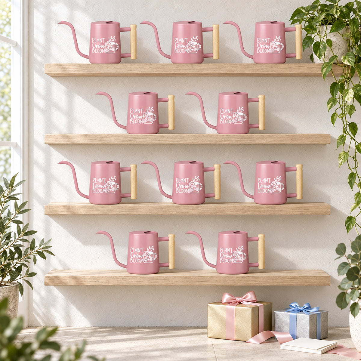 pink 30-pack pack of watering can - plant grow bloom for sale, vibrant magenta pink shade, heavy-duty weather shell, easy-pour curved neck, great for decorative floral displays, beautiful housewarming gift