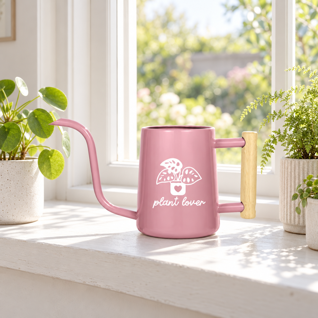 buy watering can plant lover red online, vibrant red coating with smooth matte surface, rust-resistant metal reinforced handle, 1.5-liter compact size, great for small potted plants and herbs, wonderful gift for indoor plant parents