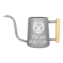 buy watering can please don't die black online, durable plastic construction with humorous motivational text design, compact ergonomic spout for precise watering, available in black gray orange and pink color options, ideal for indoor houseplants and container gardens, unique plant lover gift for gardeners with a sense of humor
