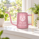 buy watering can please don't die black online, durable plastic construction with humorous motivational text design, compact ergonomic spout for precise watering, available in black gray orange and pink color options, ideal for indoor houseplants and container gardens, unique plant lover gift for gardeners with a sense of humor