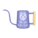 buy watering can please don't die black online, durable plastic construction with humorous motivational text design, compact ergonomic spout for precise watering, available in black gray orange and pink color options, ideal for indoor houseplants and container gardens, unique plant lover gift for gardeners with a sense of humor