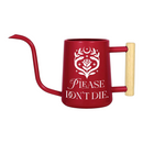 buy watering can please don't die black online, durable plastic construction with humorous motivational text design, compact ergonomic spout for precise watering, available in black gray orange and pink color options, ideal for indoor houseplants and container gardens, unique plant lover gift for gardeners with a sense of humor