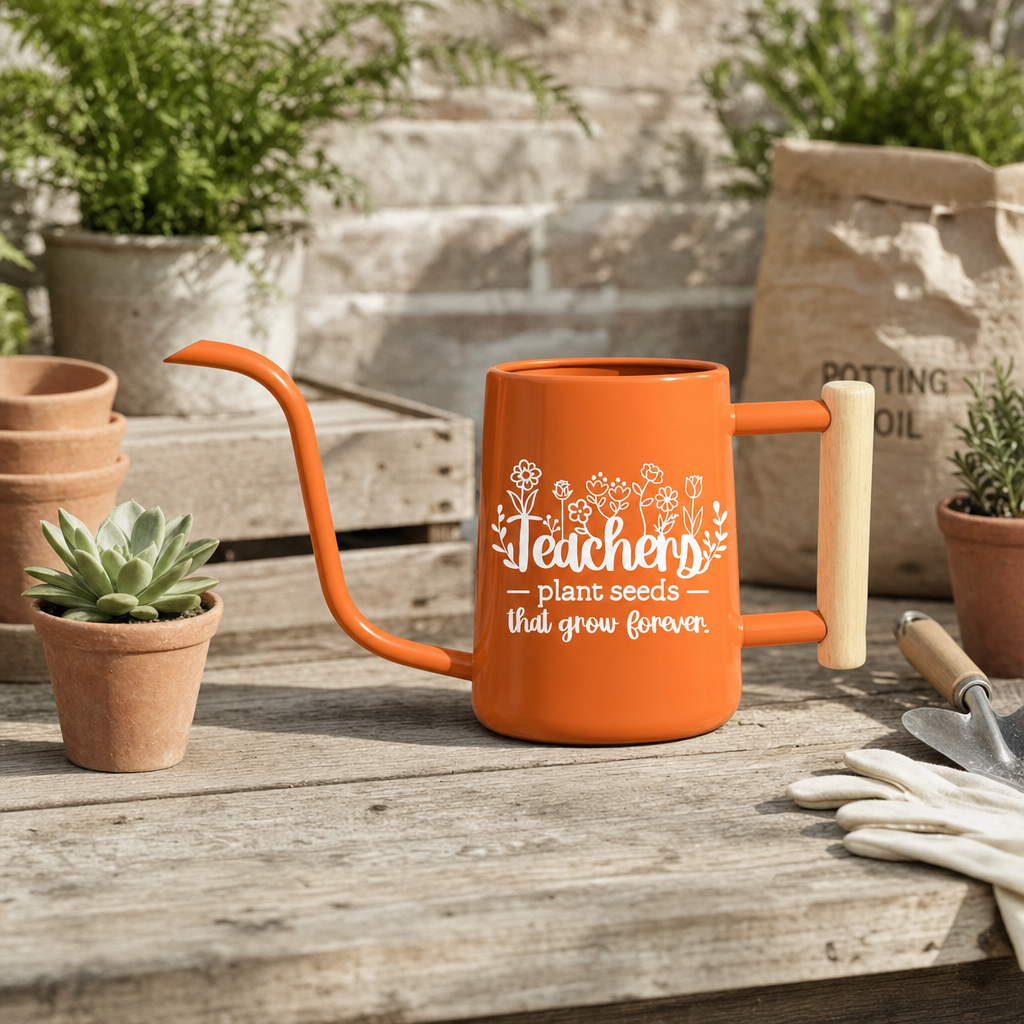 buy Teacher Gift Watering Can Plant Seeds That Grow Forever black online, sleek matte black finish with ergonomic handle, medium 2-liter capacity, durable plastic construction, ideal for classroom plant care and indoor gardens, unique teacher appreciation gift