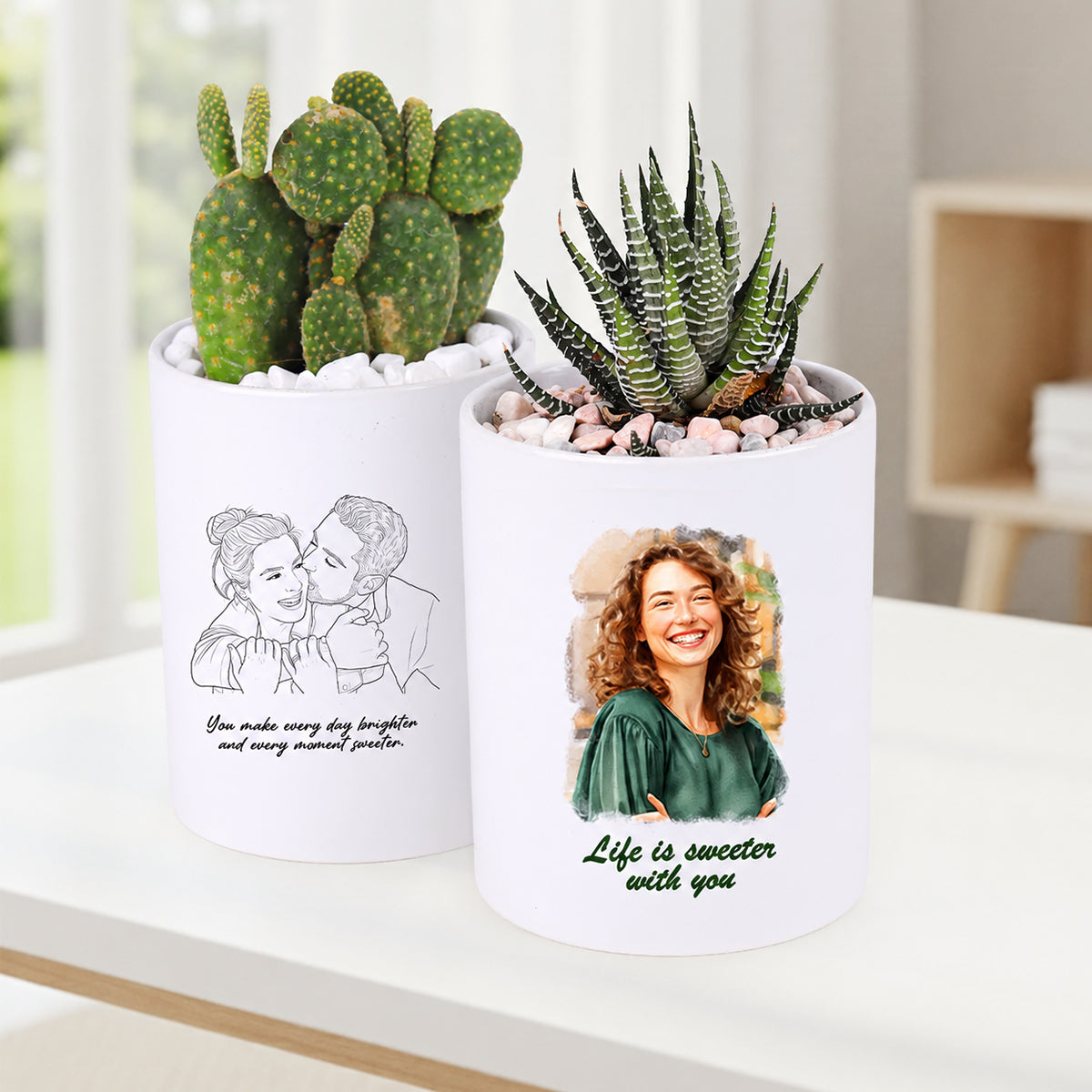 Custom Ceramic Pot from Photos, Personalized Plant Pot Gift Ideas, Family Photo Pottery, Office Desk Decor, Custom Ceramic Pot with Pet Photo