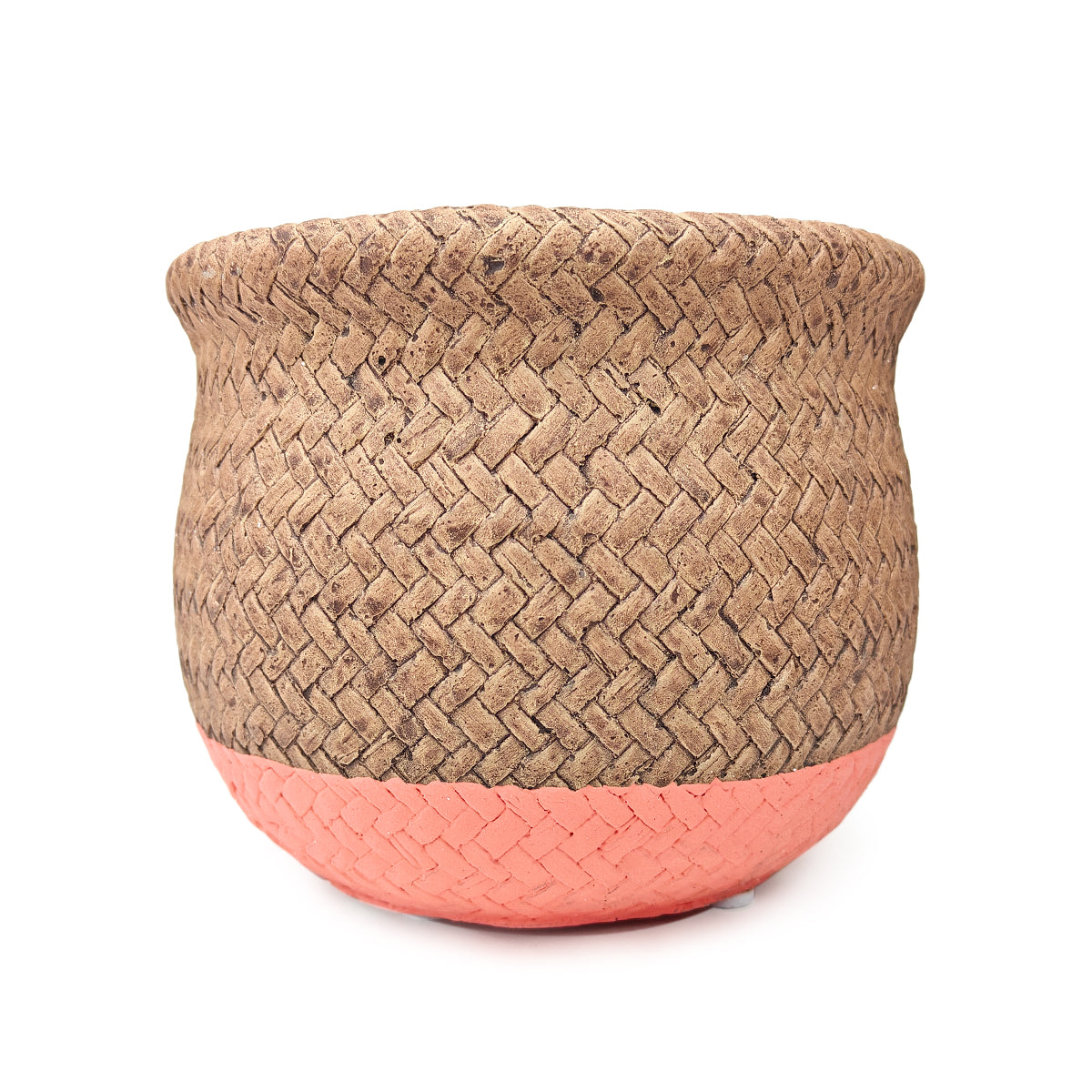 5.5 inch Orange &amp; Nature Reed Round Cement Pot, 5.5 inch  Cement Pot for sale, buy houseplant pots online, unique pots for houseplants