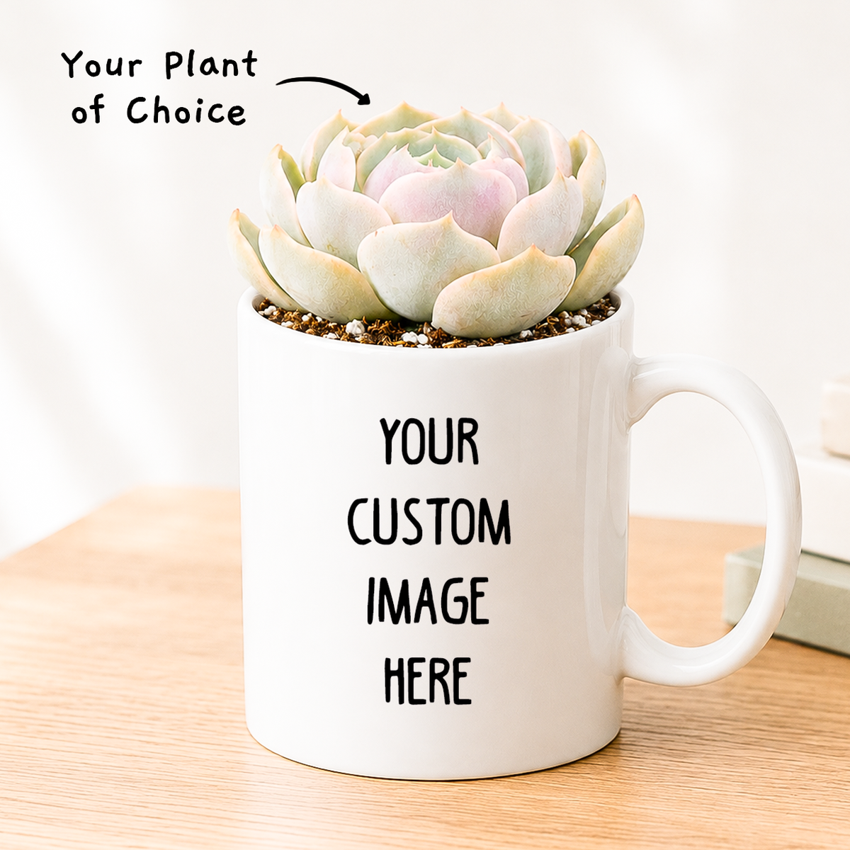 Custom plant pot with personalized image, personalized flower pot with live plant, custom photo plant pot, personalized planter with plant of your choice, custom printed ceramic planter, personalized succulent pot, custom image flower pot gift, custom photo planter for houseplants