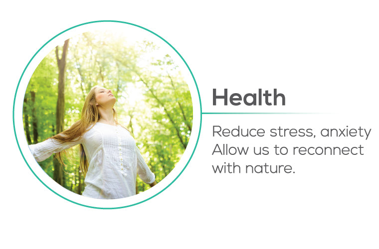 Planting trees impact to Health - reduce stress, anxiety, allow us to reconnect with nature
