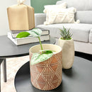 5 inch Geometric Brown Ceramic Pot for sale, Decorative Ceramic Pot for Succuent or Cactus