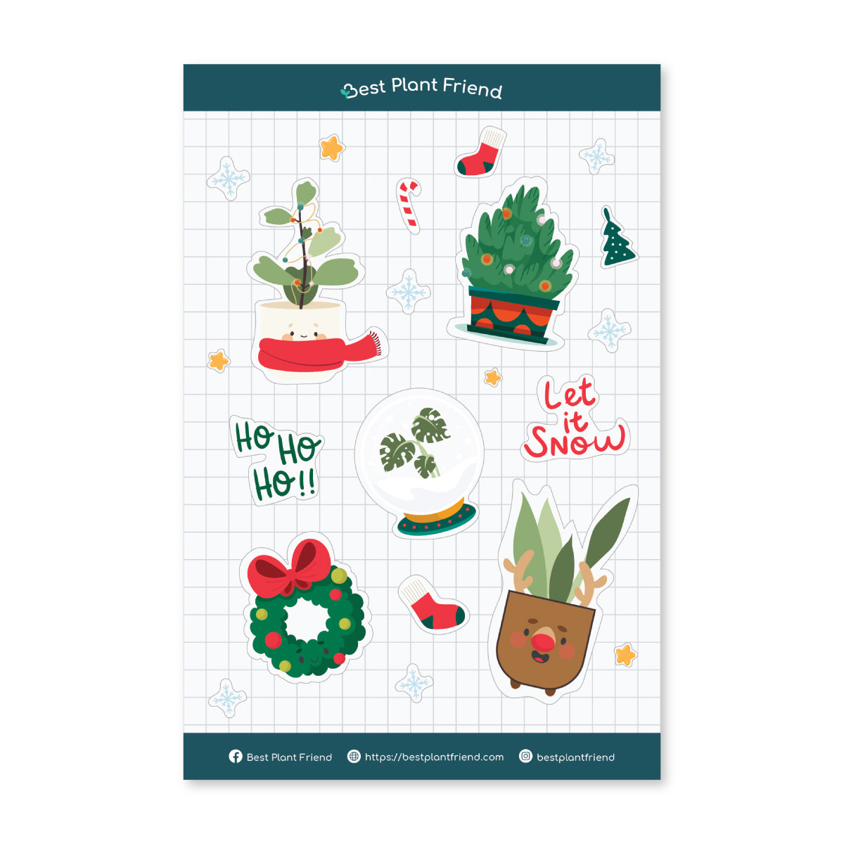 Let It Snow Stickers - Houseplant Theme Stickers - Christmas